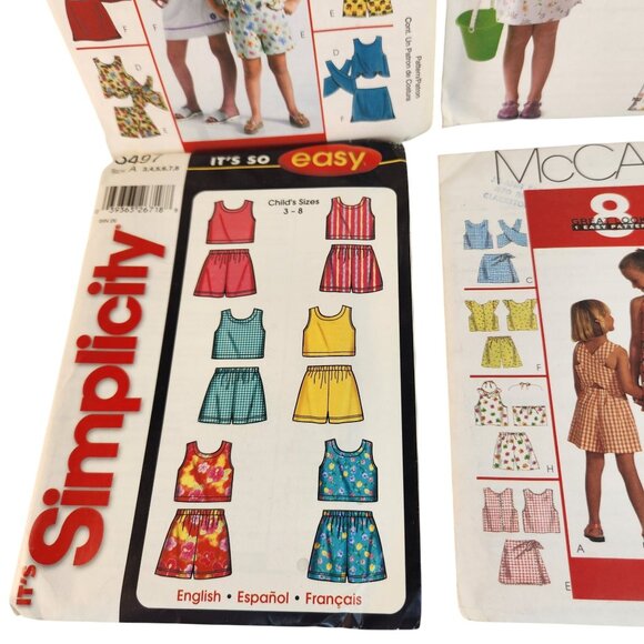 Girls’ Sewing Pattern Lot Dresses Tops & Shorts Sz 3-8 McCall’s & Simplicity - Picture 3 of 12